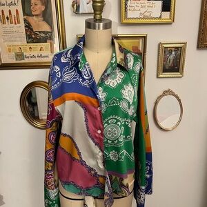 Colorful Paisley Button-Up Shirt